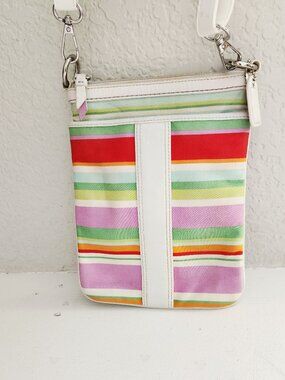 Vintage Coach Striped Swingpack Multi-Color Crossbody Bag Purse